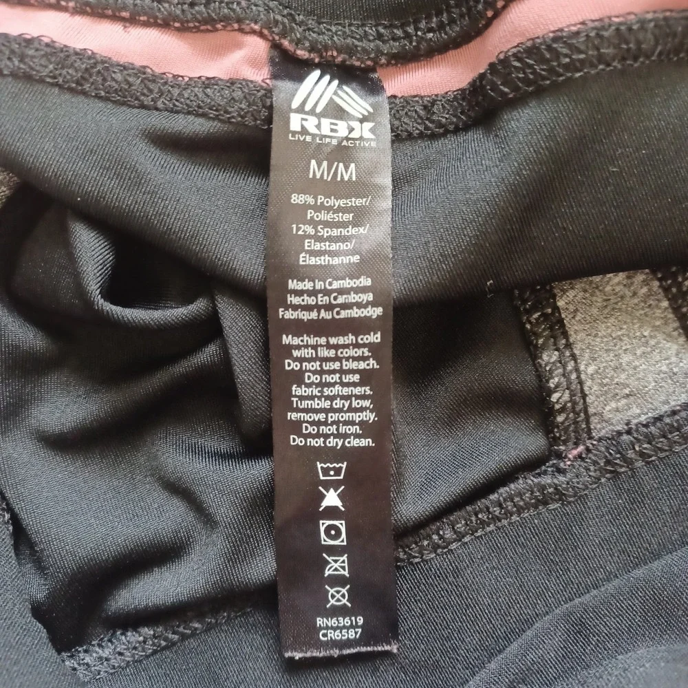 RBX Active Leggings Women's M Black Pink Gray Colorblock‎ Athleisure Yoga Pants
